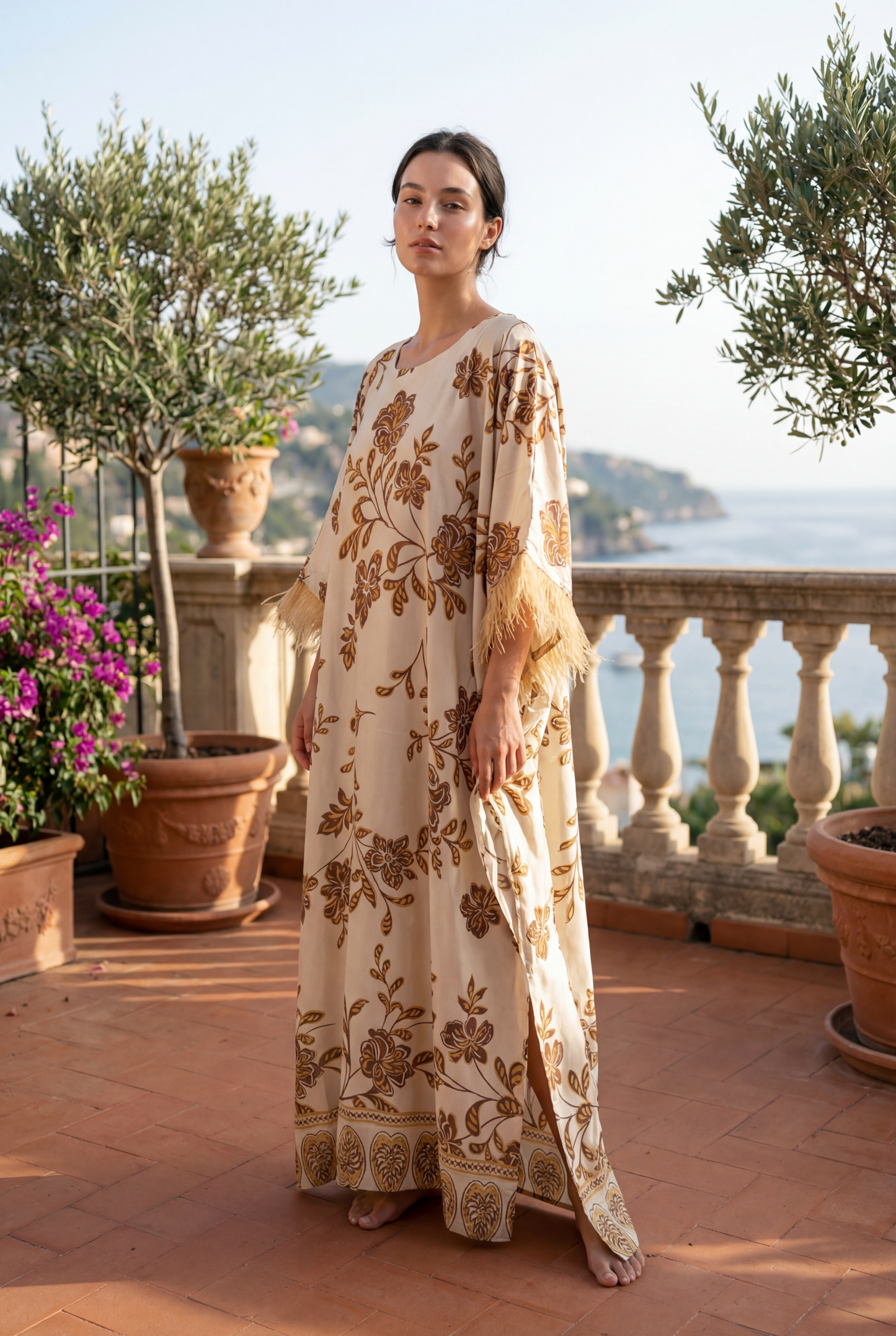 Golden Waves Satin Kaftan