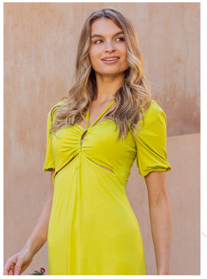 Lime Glow Maxi Dress"