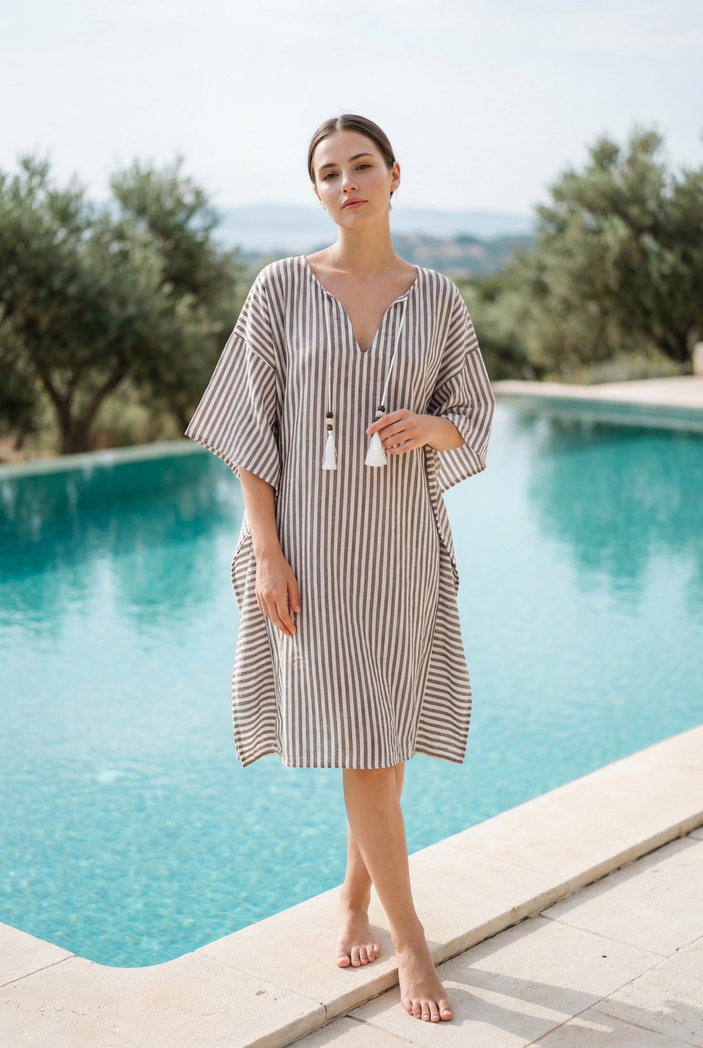 Relaxed Striped Linen Dress