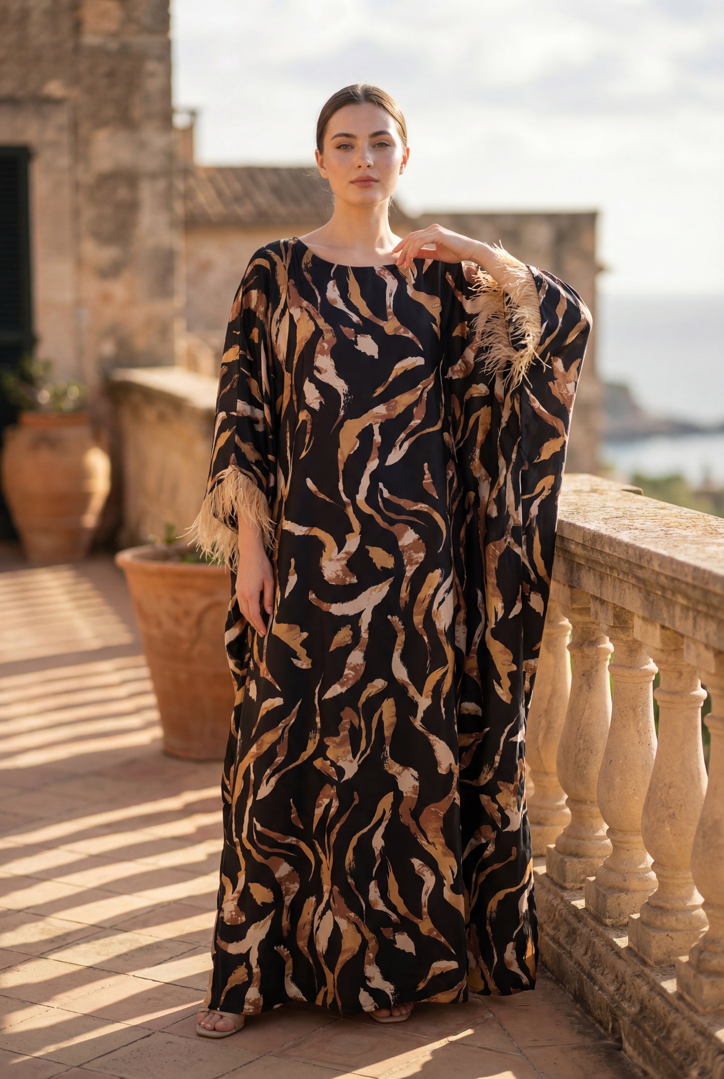 Golden Waves Satin Kaftan