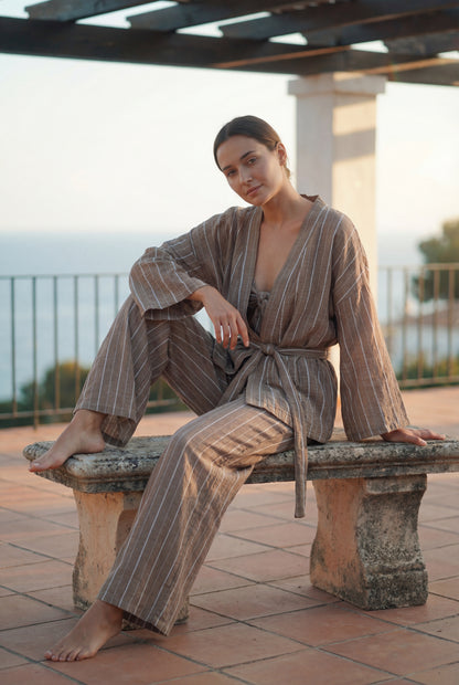 Striped Linen 3-Piece pajama