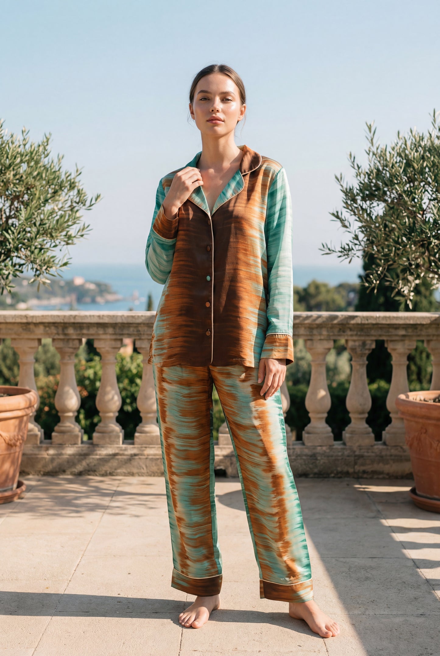 Sunset Waves” Satin Pajama