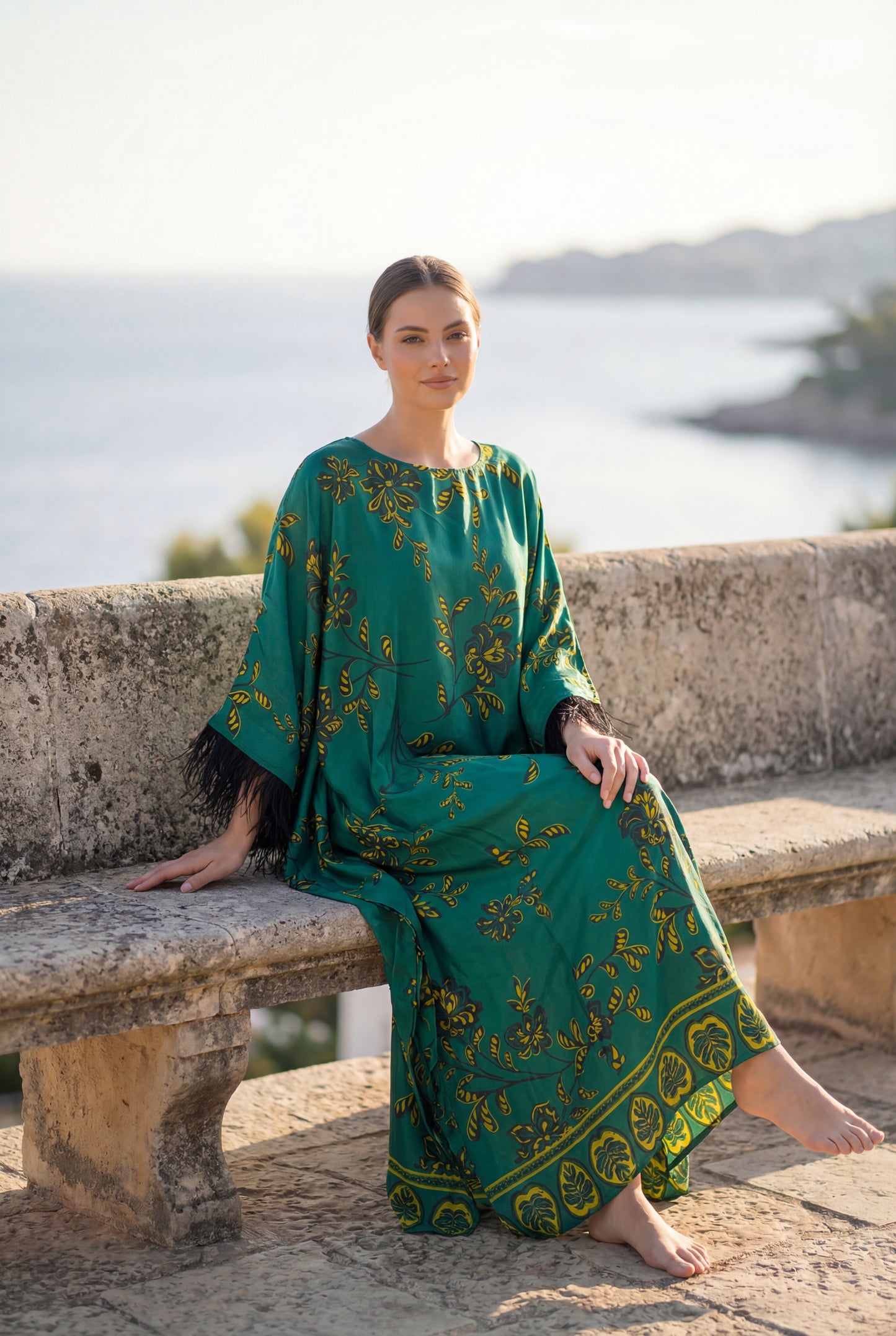 Golden Waves Satin Kaftan