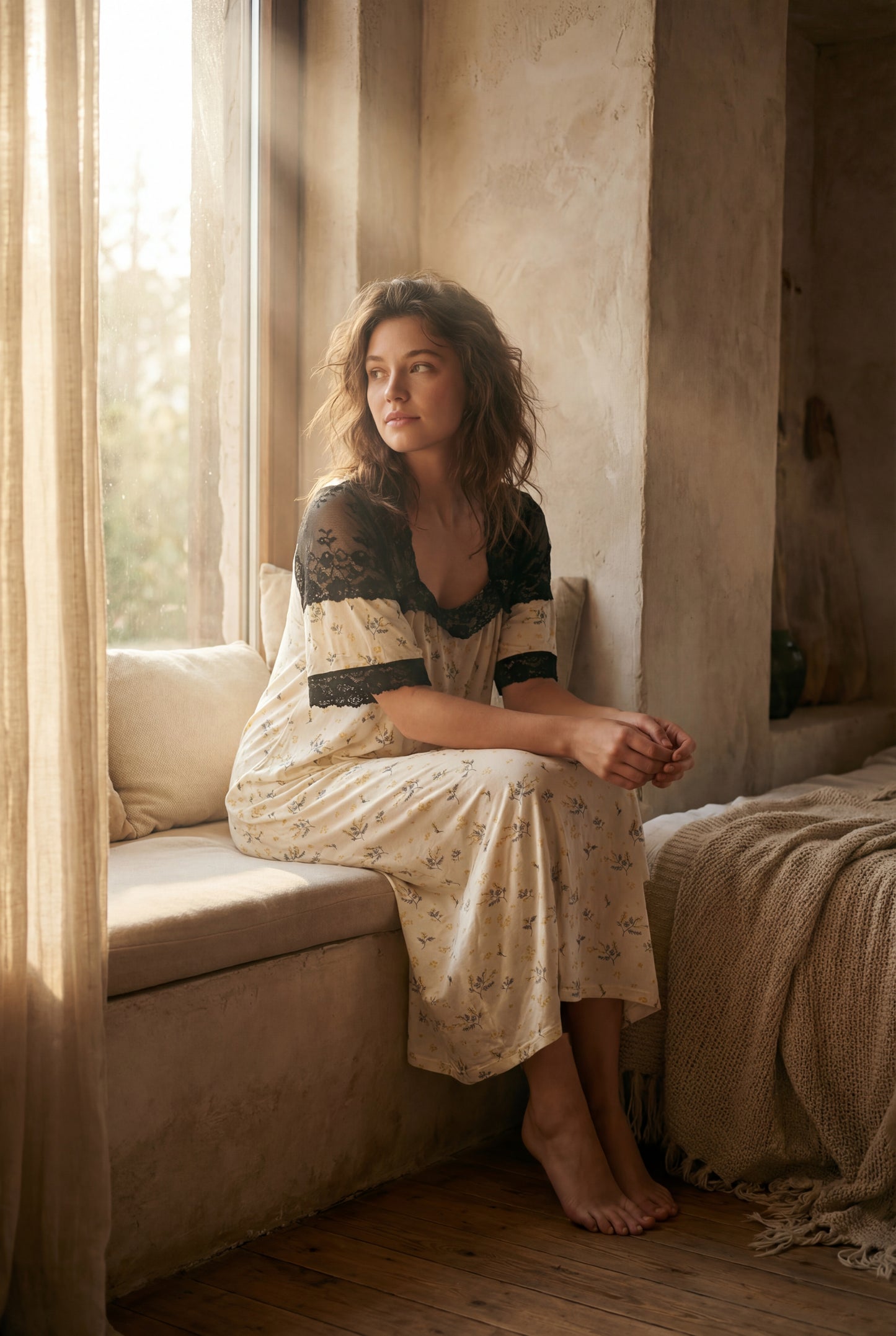 Soft Lace Midi Dress