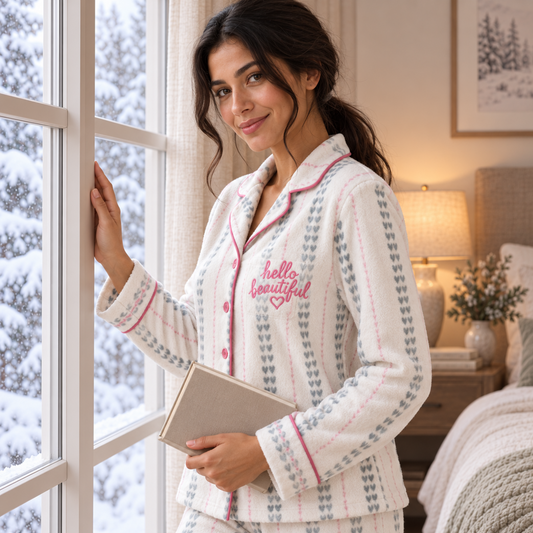 Hello Beautiful Heart Stripe Pajama
