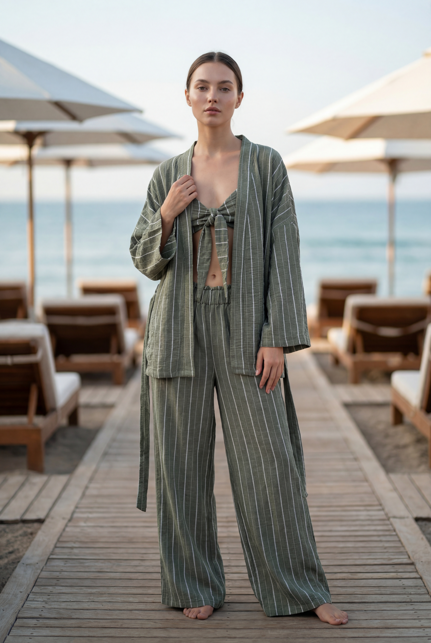 Striped Linen 3-Piece pajama