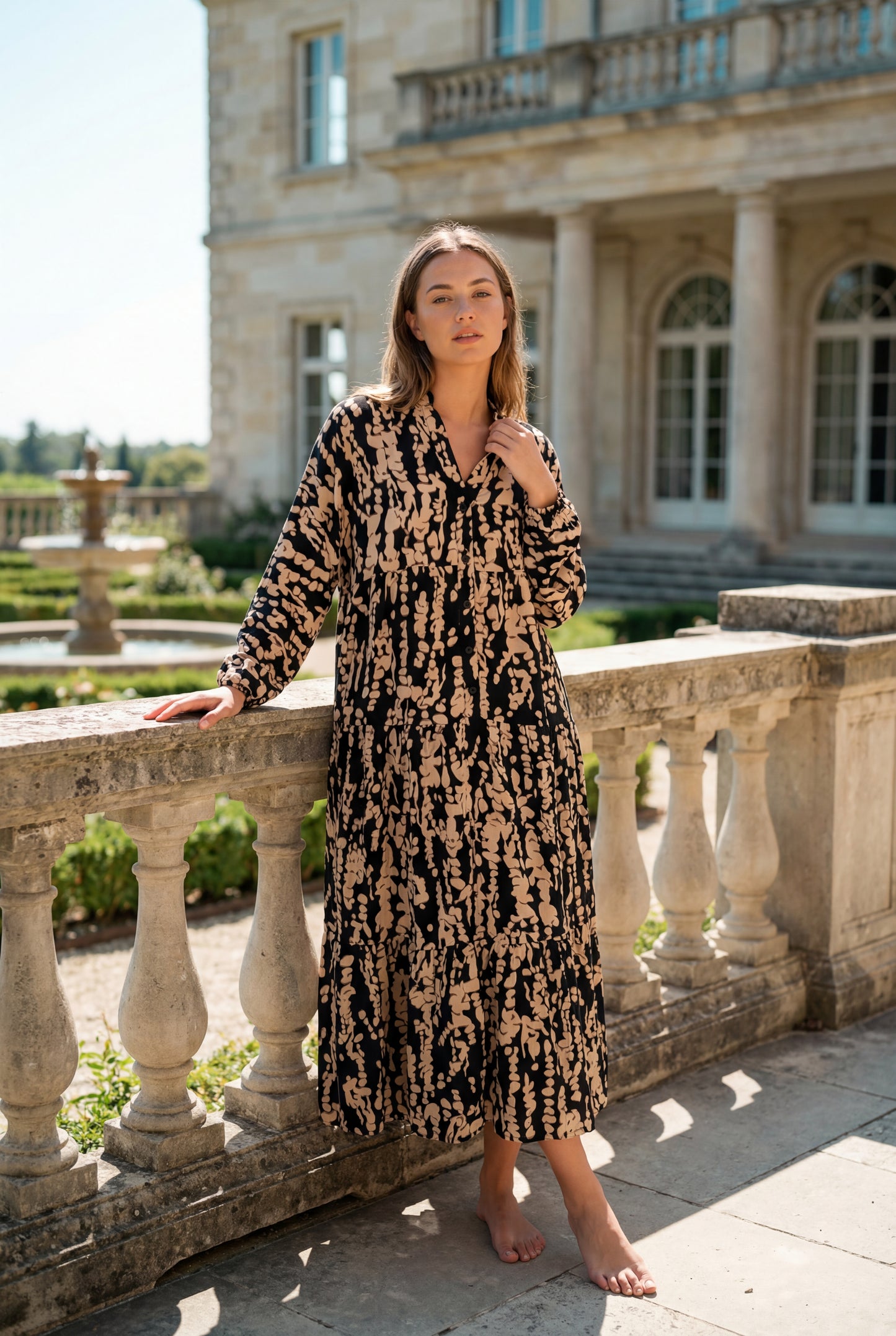 Classic Shadows” Midi Dress