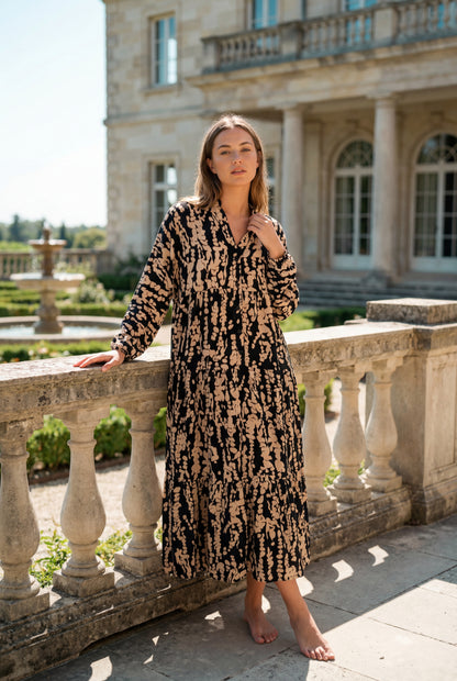 Classic Shadows” Midi Dress