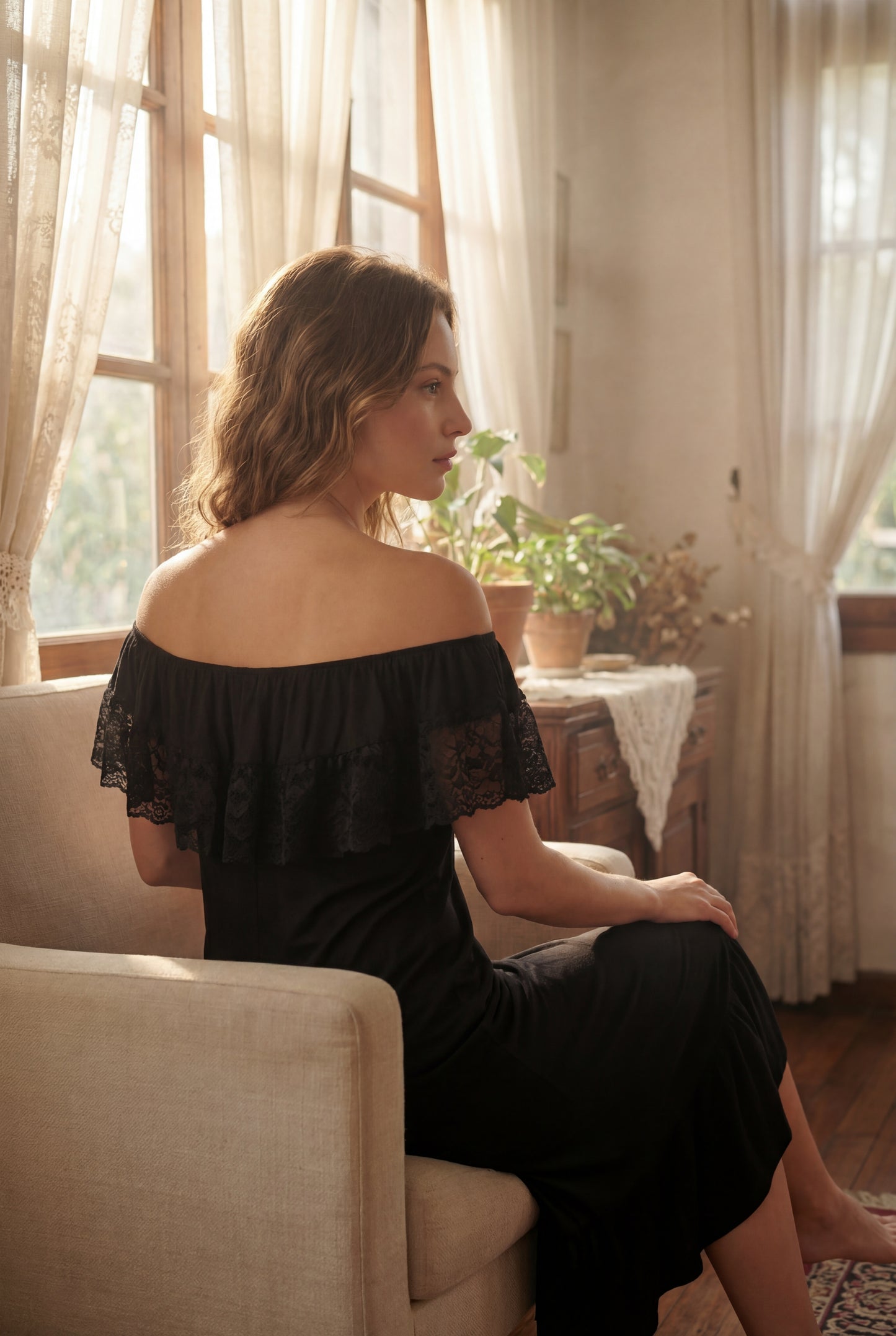Elegant Off-Shoulder Lace Dress🖤
