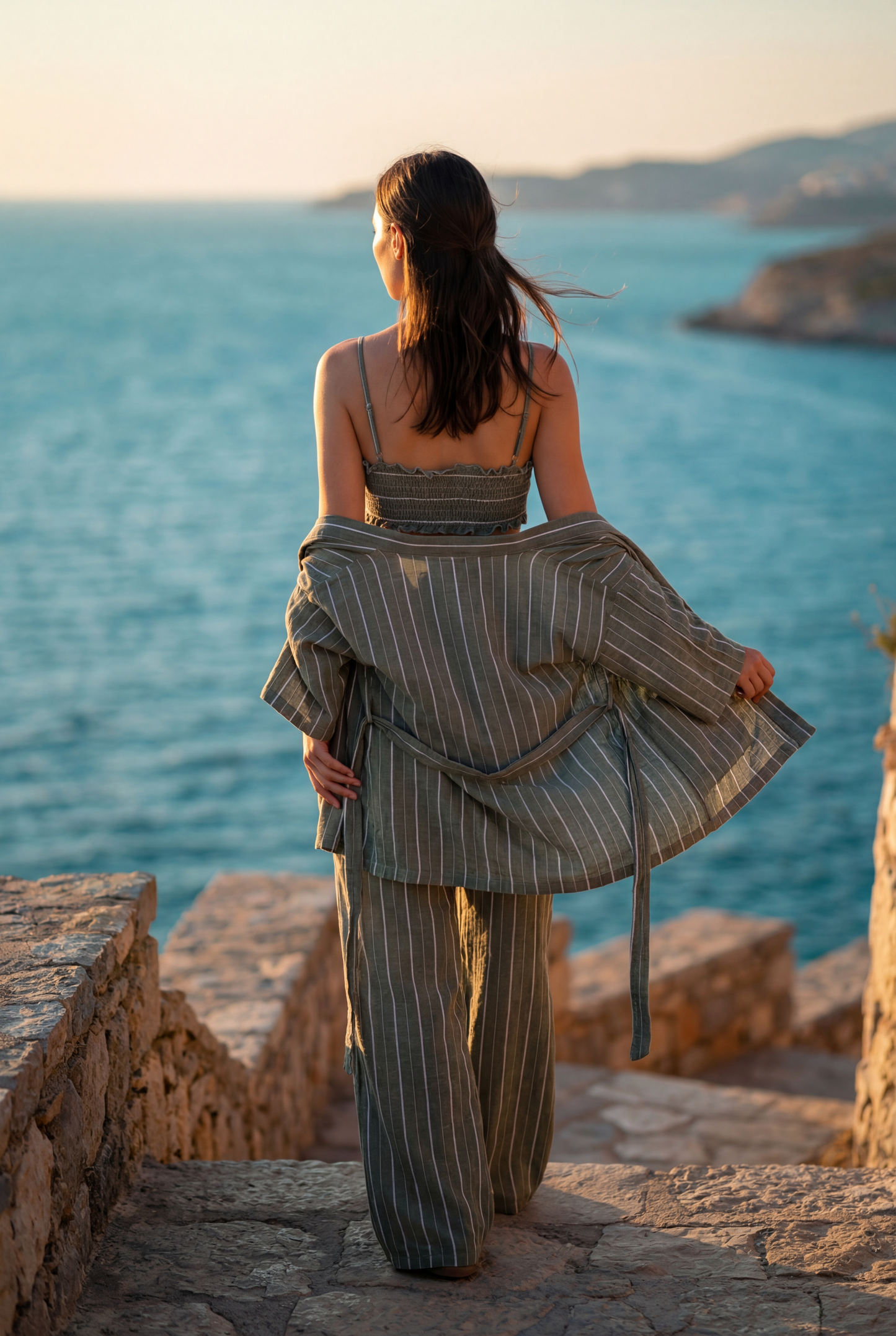 Striped Linen 3-Piece pajama