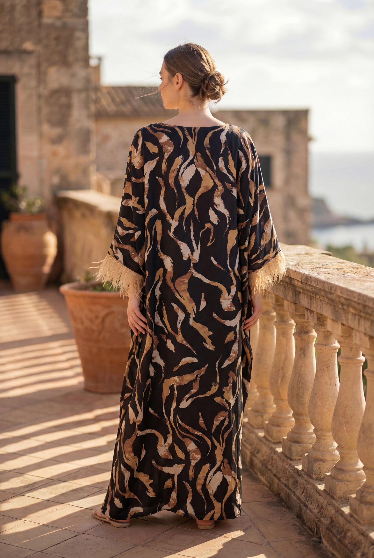 Golden Waves Satin Kaftan