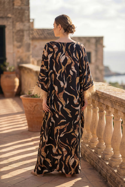 Golden Waves Satin Kaftan