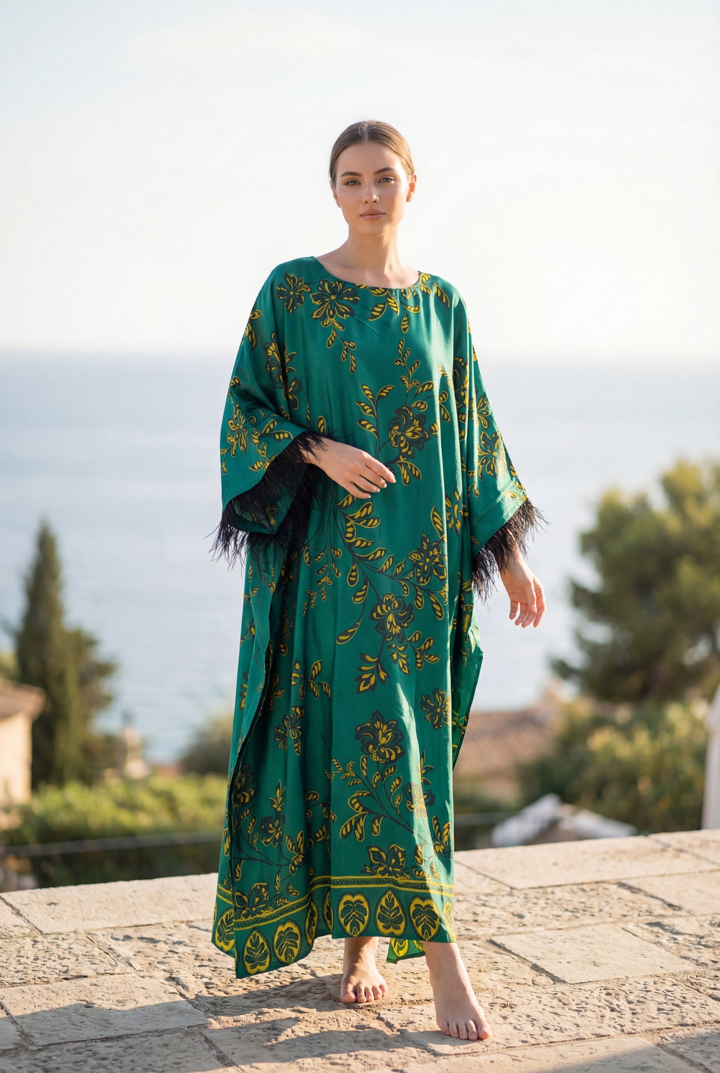 Golden Waves Satin Kaftan