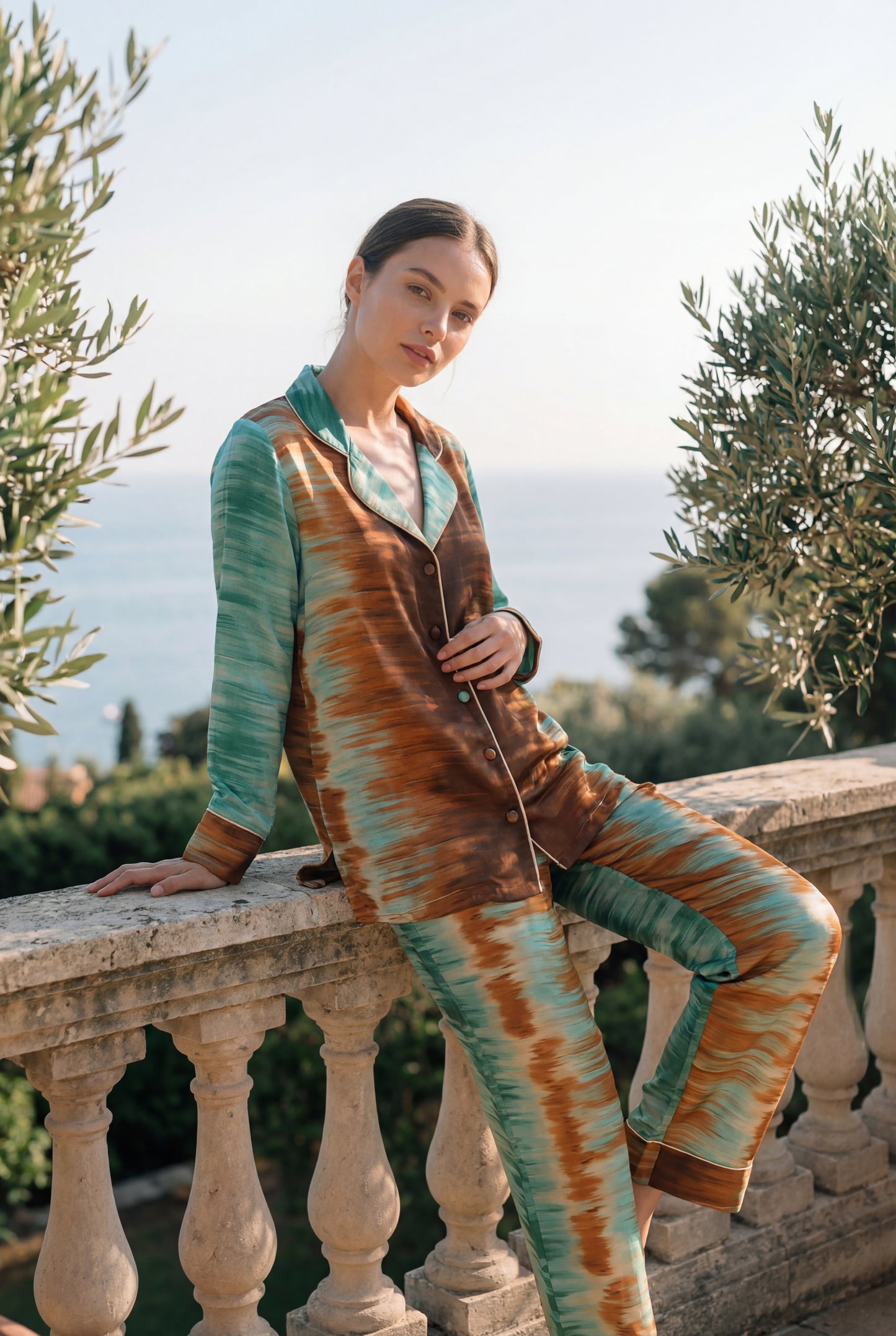 Sunset Waves” Satin Pajama