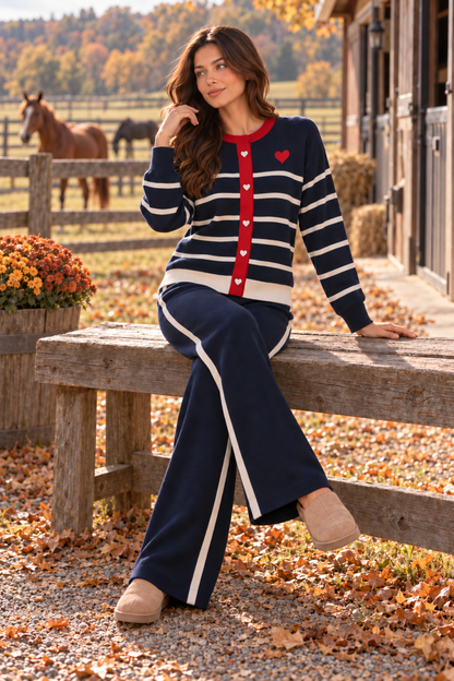 Hearts Striped Knit Pajama