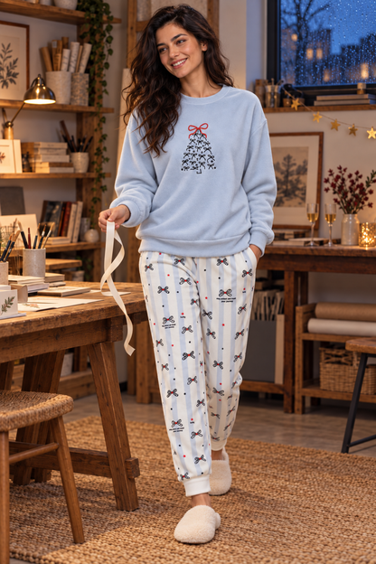 Christmas Bow Print Winter Pajama