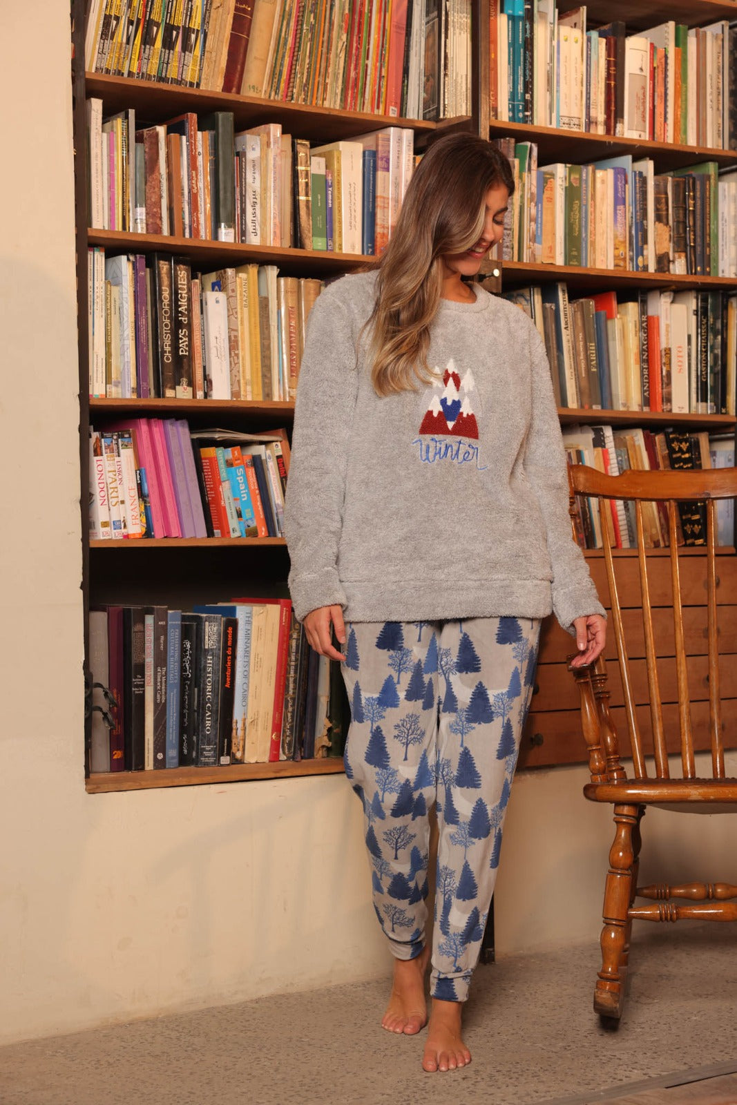 Women's Winter Polar Pajama Set – Winter Trees 🌲