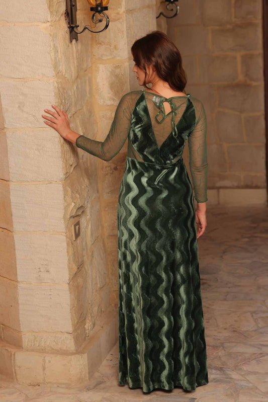 Velvet Nightgown with Sheer Sleeves
