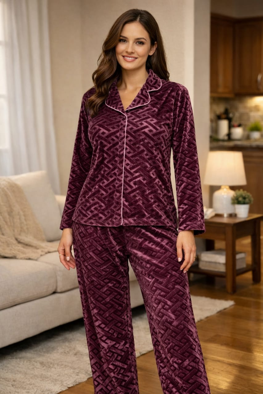 Mauve Velvet Pajama Set