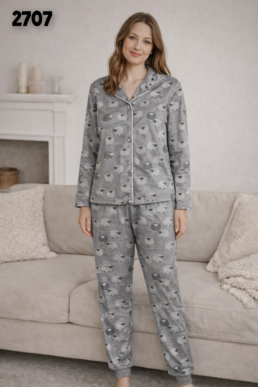 Sheep Print Cotton Pajama Set