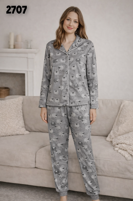 Sheep Print Cotton Pajama Set