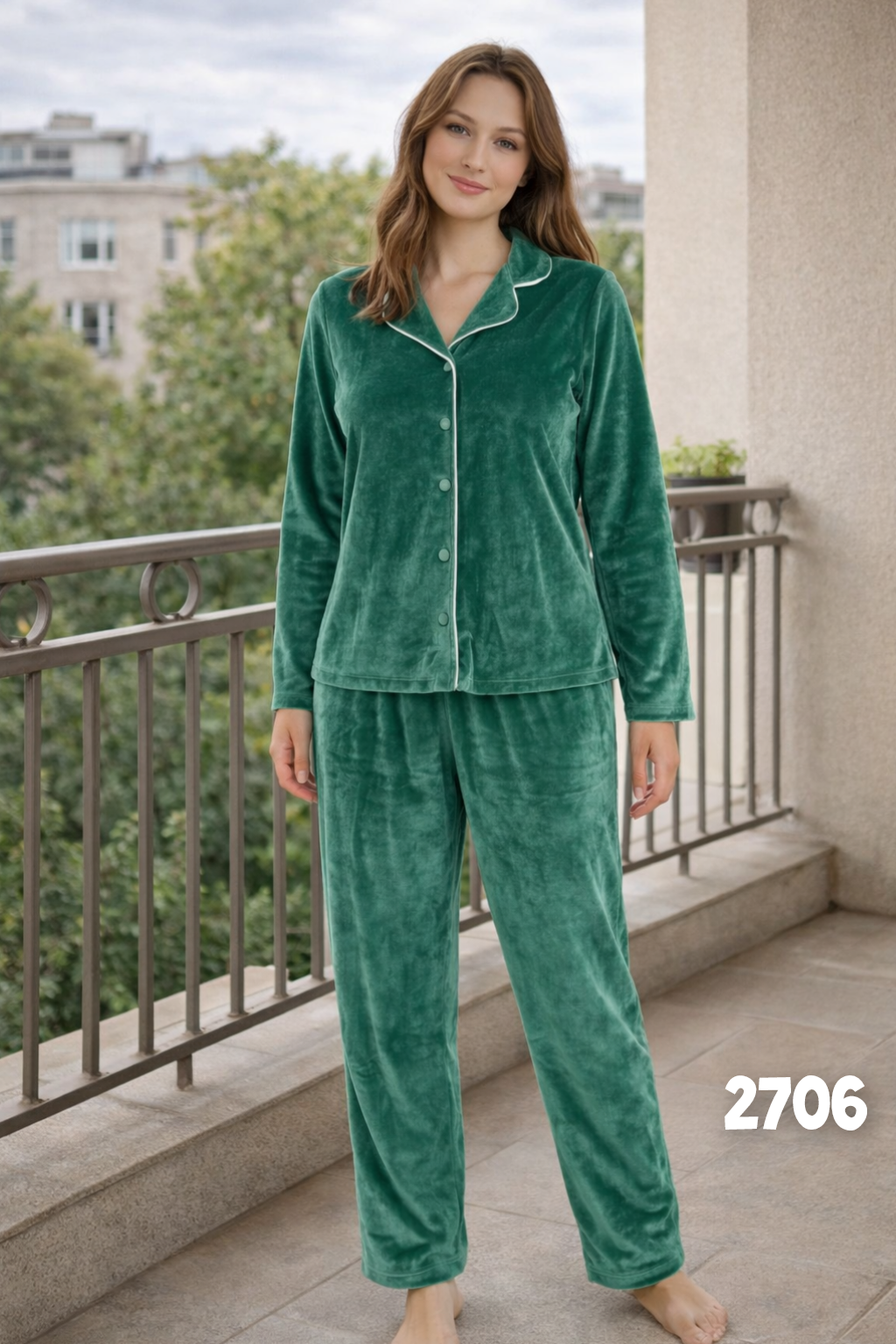 Emerald Velvet Classic Pajama Set