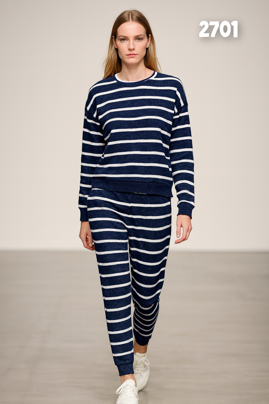 Classic Stripe Knit Wool Lounge Set 