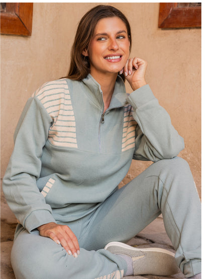 Knit Wool Casual Zip-Neck Set