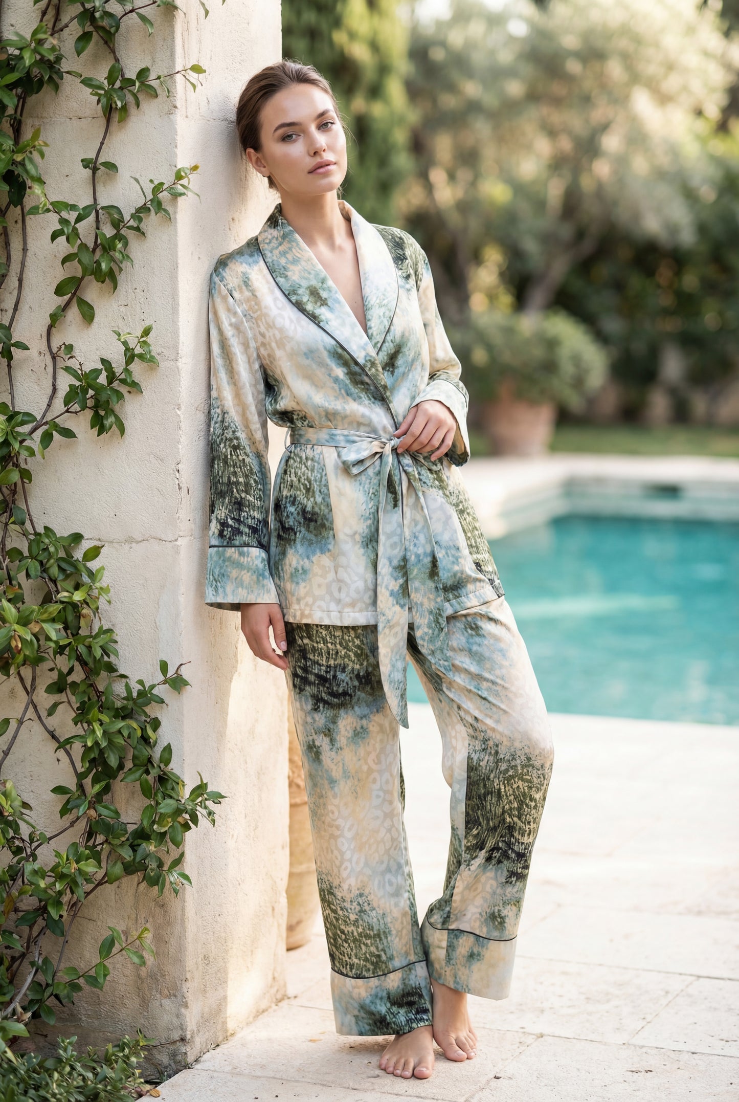 Royal Satin Artistic Print Pajama