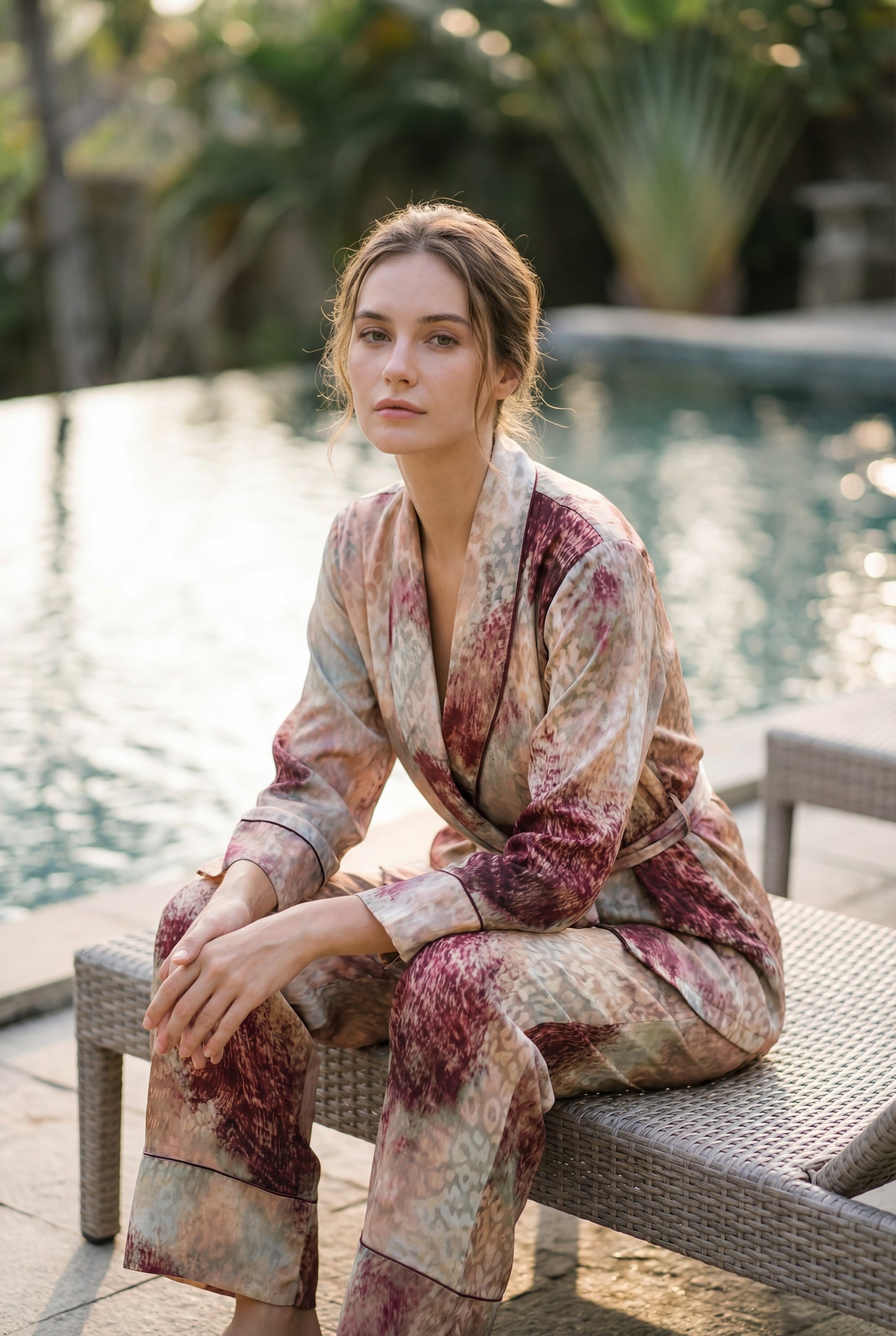 Royal Satin Artistic Print Pajama