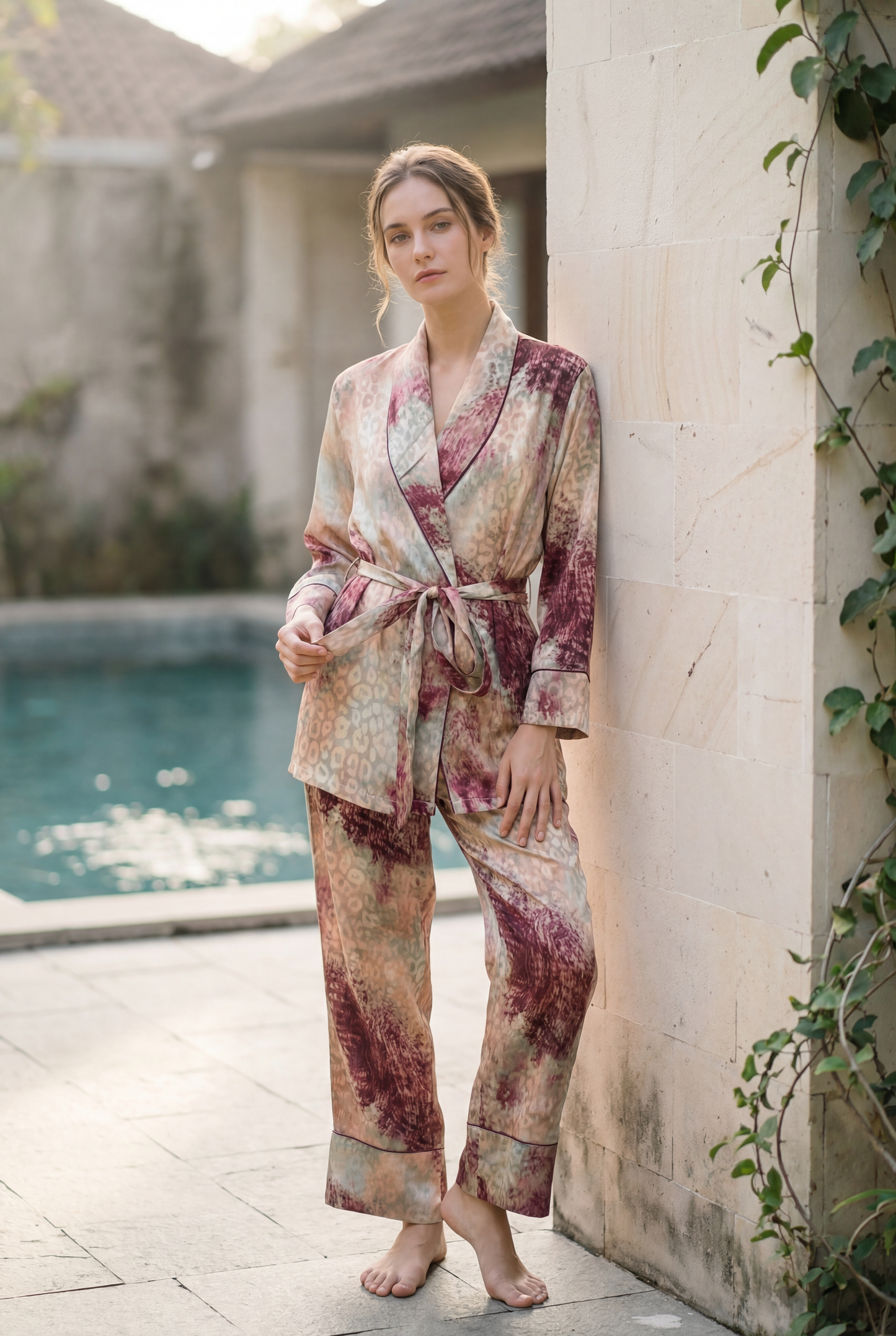 Royal Satin Artistic Print Pajama