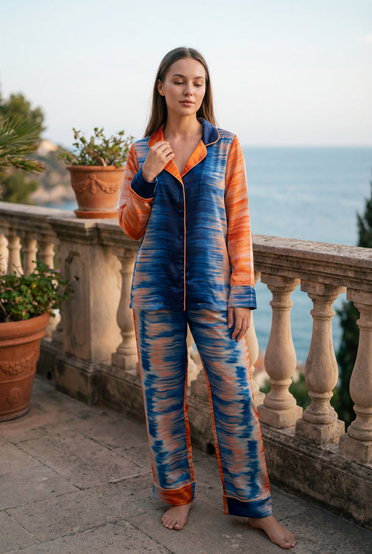 Sunset Waves” Satin Pajama